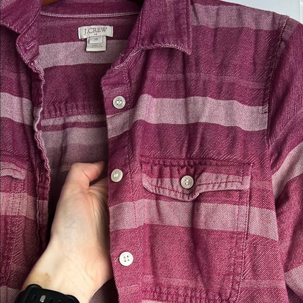J.Crew Pink Striped Button-Up Shirt